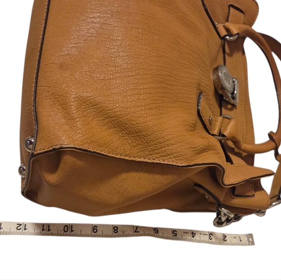 Michael Kors Hamilton Leather Satchel Crossbody Purse Bag Tan Brown Dust Cover - Picture 10 of 15